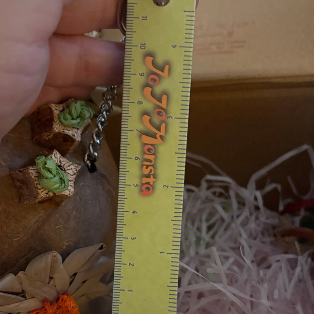 Natural Coconut Bird Toy with Orange Accents